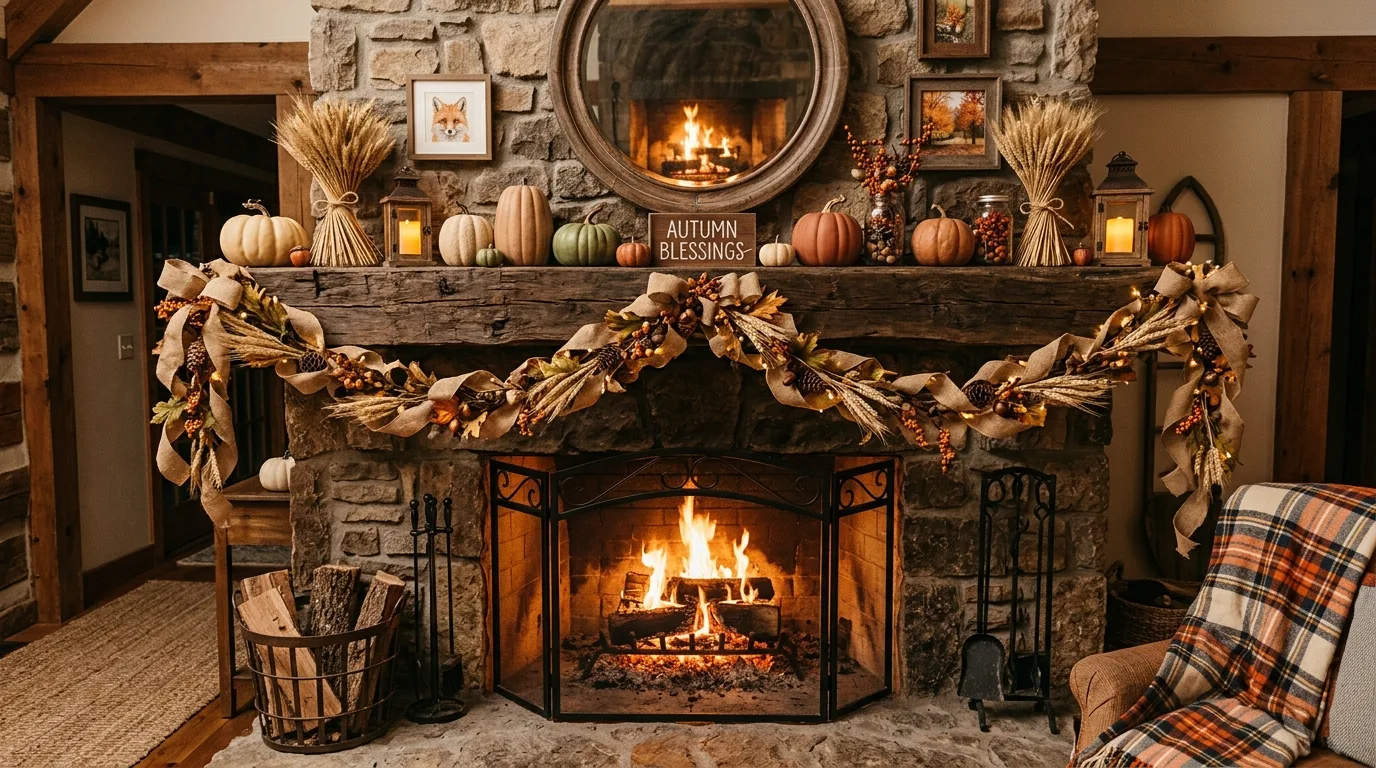 Bring pumpkins in with a more edited hand inspiration for a fall mantel display.